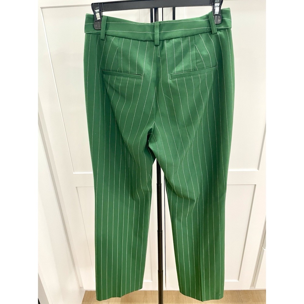 Express Publicist Barely Boot Mid Rise Green Pinstripe Stretch Pants Size 4S - Picture 14 of 15